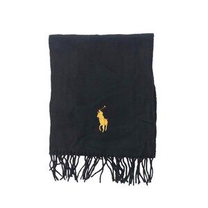 POLO Ralph Lauren Solid Black Scarf Embroidered Yellow Pony POLO Logo Scarves